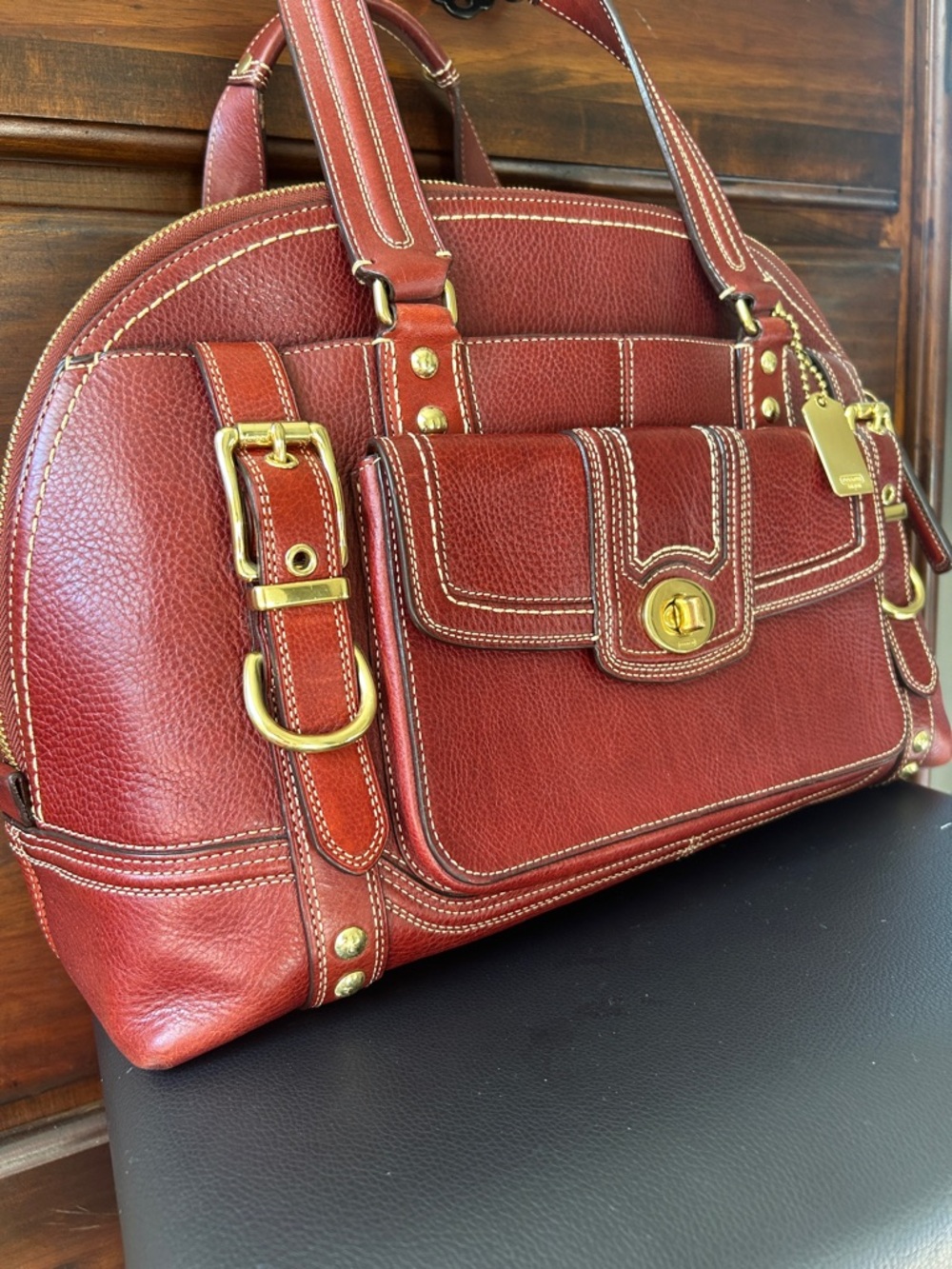 Authentic Vintage Coach Hampton Miranda Satchel Leather Bordeaux Burgundy 11085 - Picture 5 of 15
